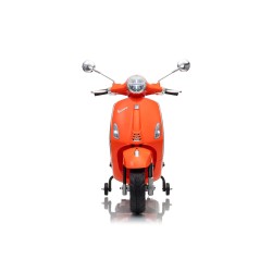 Vespa Primavera Elettrica per Bambini 12V Licenza Ufficiale Piaggio Sedile Pelle Luci LED suono Clacson Arancione