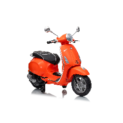 Vespa Primavera Elettrica per Bambini 12V Licenza Ufficiale Piaggio Sedile Pelle Luci LED suono Clacson Arancione