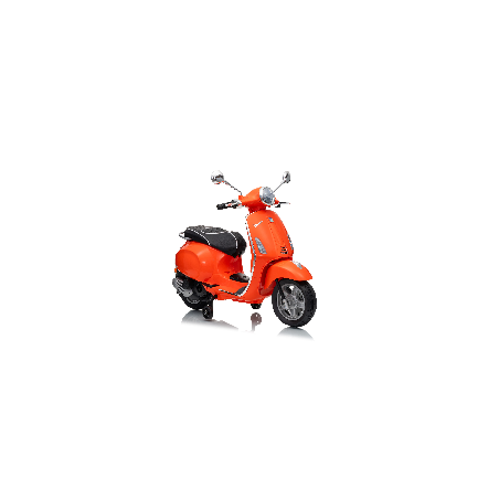 Vespa Primavera Elettrica per Bambini 12V Licenza Ufficiale Piaggio Sedile Pelle Luci LED suono Clacson Arancione
