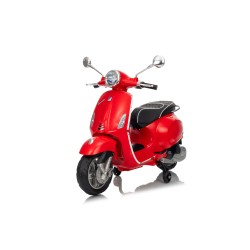 Vespa Primavera Elettrica per Bambini 12V Licenza Ufficiale Piaggio Sedile Pelle Luci LED suono Clacson Rossa