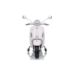 Vespa Primavera Elettrica per Bambini 12V Licenza Ufficiale Piaggio Sedile Pelle Luci LED suono Clacson Bianco