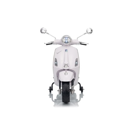 Vespa Primavera Elettrica per Bambini 12V Licenza Ufficiale Piaggio Sedile Pelle Luci LED suono Clacson Bianco