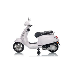 Vespa Primavera Elettrica per Bambini 12V Licenza Ufficiale Piaggio Sedile Pelle Luci LED suono Clacson Bianco