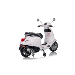 Vespa Primavera Elettrica per Bambini 12V Licenza Ufficiale Piaggio Sedile Pelle Luci LED suono Clacson Bianco