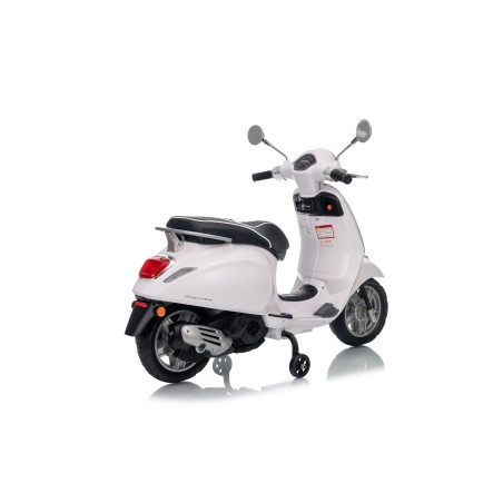 Vespa Primavera Elettrica per Bambini 12V Licenza Ufficiale Piaggio Sedile Pelle Luci LED suono Clacson Bianco