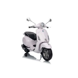 Vespa Primavera Elettrica per Bambini 12V Licenza Ufficiale Piaggio Sedile Pelle Luci LED suono Clacson Bianco