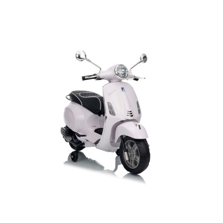 Vespa Primavera Elettrica per Bambini 12V Licenza Ufficiale Piaggio Sedile Pelle Luci LED suono Clacson Bianco