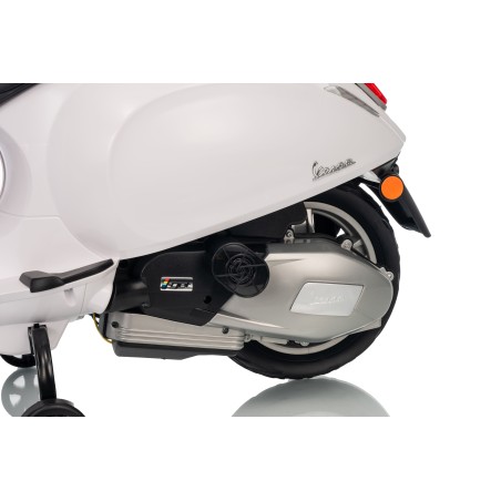 Vespa Primavera Elettrica per Bambini 12V Licenza Ufficiale Piaggio Sedile Pelle Luci LED suono Clacson Bianco