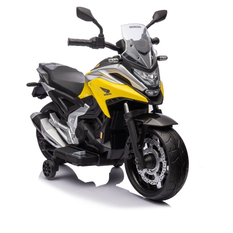 Moto Elettrica per Bambini Honda NC750X 12V Con Luci LED, MP3, USB e Avvio One-Click 3-6 Anni Giallo