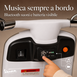 Vespa Primavera Elettrica per Bambini 12V Licenza Ufficiale Piaggio Sedile Pelle Luci LED suono Clacson Bianco