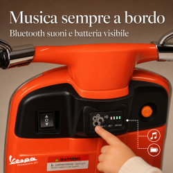 Vespa Primavera Elettrica per Bambini 12V Licenza Ufficiale Piaggio Sedile Pelle Luci LED suono Clacson Arancione