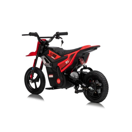 Moto Elettrica per Bambini 24V Motore 350W Ruote Gonfiabili Freno a Disco Sedile in Pelle fino a 22 km/h portata 63KG Rossa