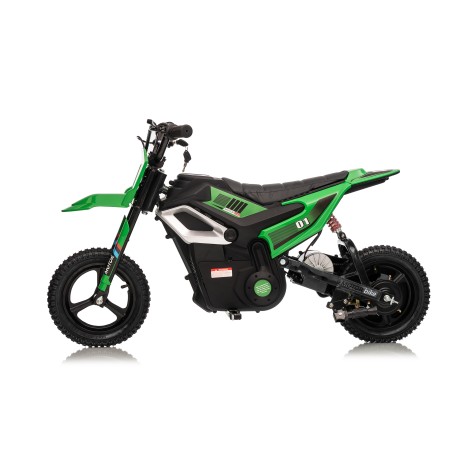 Moto Elettrica per Bambini 24V Motore 350W Ruote Gonfiabili Freno a Disco Sedile in Pelle fino a 22 km/h portata 63KG Verde