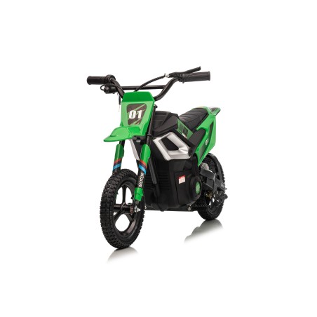 Moto Elettrica per Bambini 24V Motore 350W Ruote Gonfiabili Freno a Disco Sedile in Pelle fino a 22 km/h portata 63KG Verde