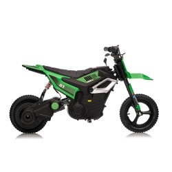Moto Elettrica per Bambini 24V Motore 350W Ruote Gonfiabili Freno a Disco Sedile in Pelle fino a 22 km/h portata 63KG Verde