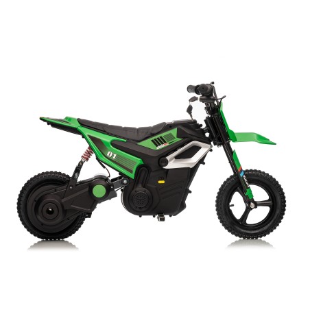 Moto Elettrica per Bambini 24V Motore 350W Ruote Gonfiabili Freno a Disco Sedile in Pelle fino a 22 km/h portata 63KG Verde
