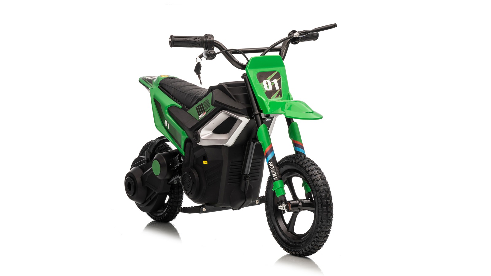 Moto Elettrica per Bambini 24V Motore 350W Ruote Gonfiabili Freno a Disco Sedile in Pelle fino a 22 km/h portata 63KG Verde