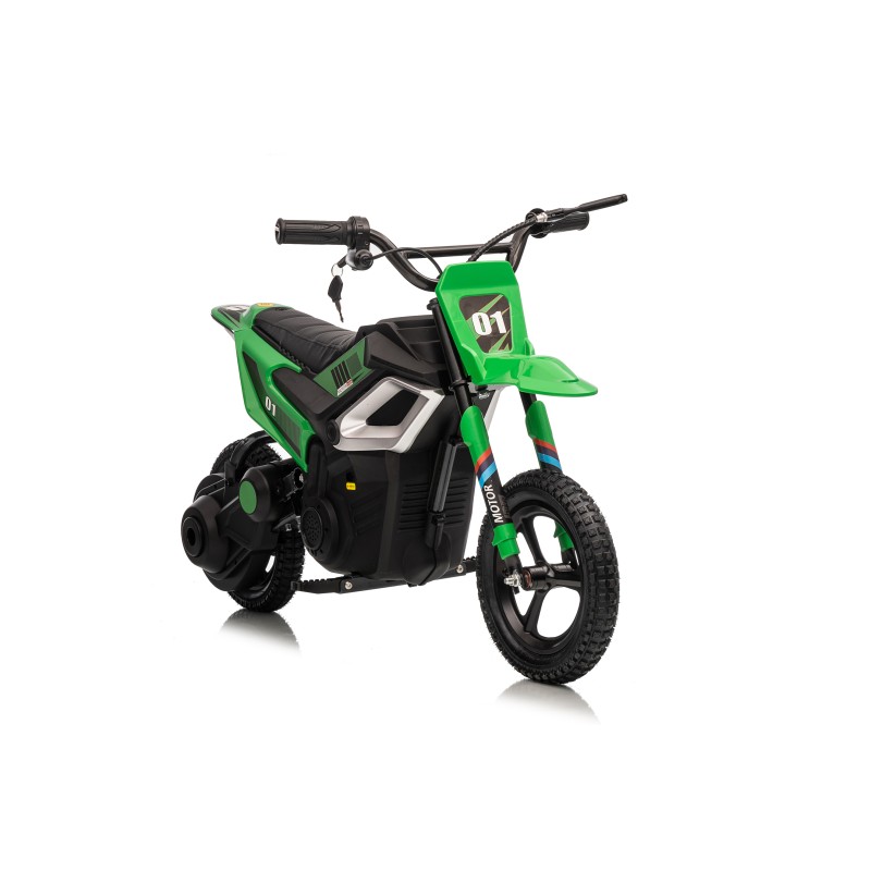 Moto Elettrica per Bambini 24V Motore 350W Ruote Gonfiabili Freno a Disco Sedile in Pelle fino a 22 km/h portata 63KG Verde