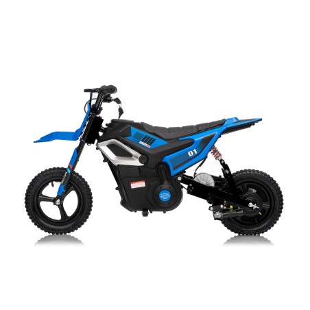 Moto Elettrica per Bambini 24V Motore 350W Ruote Gonfiabili Freno a Disco Sedile in Pelle fino a 22 km/h portata 63KG Blue