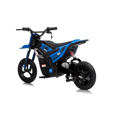 Moto Elettrica per Bambini 24V Motore 350W Ruote Gonfiabili Freno a Disco Sedile in Pelle fino a 22 km/h portata 63KG Blue