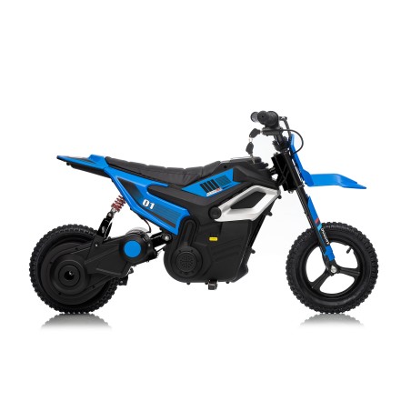 Moto Elettrica per Bambini 24V Motore 350W Ruote Gonfiabili Freno a Disco Sedile in Pelle fino a 22 km/h portata 63KG Blue