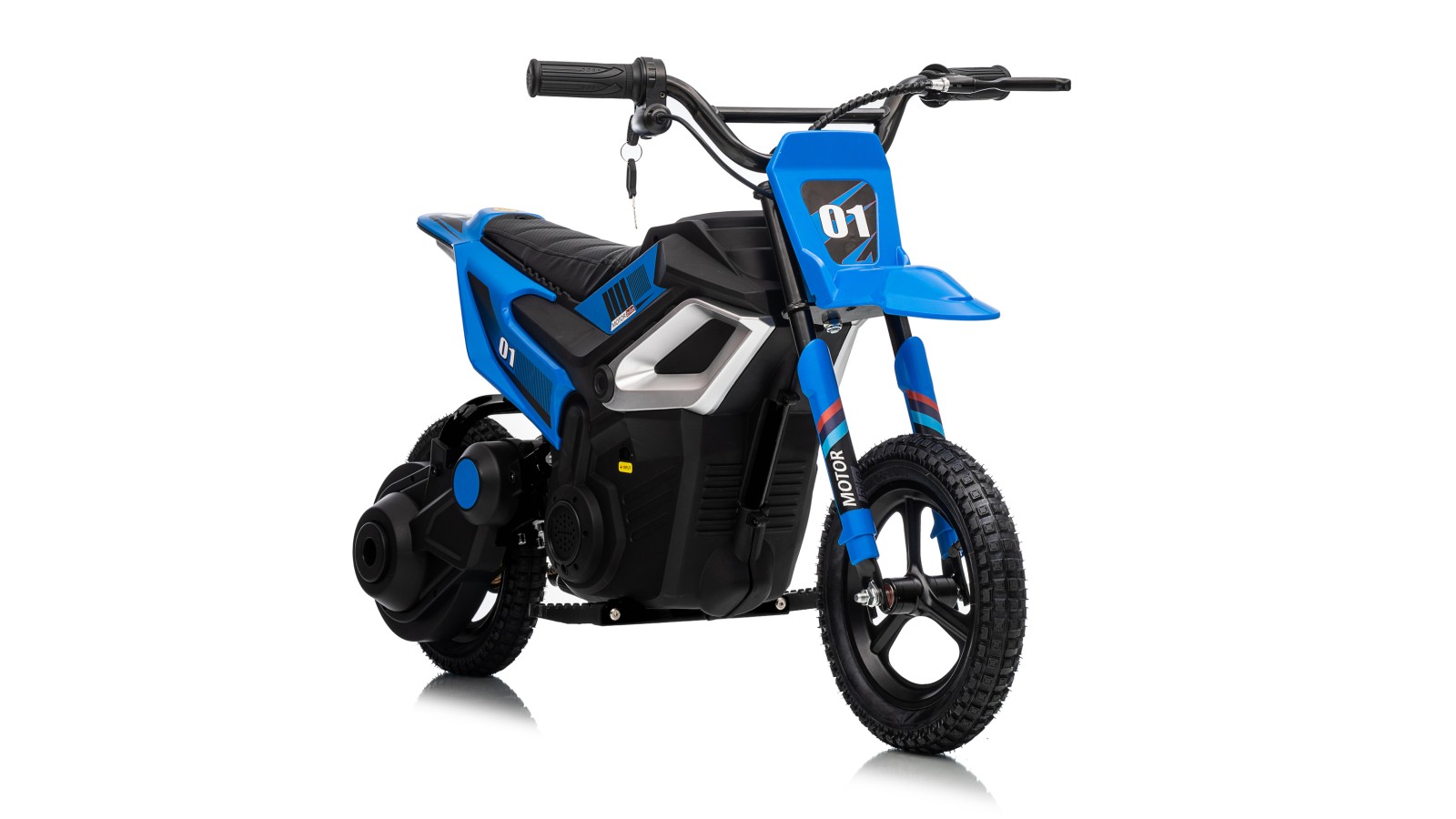 Moto Elettrica per Bambini 24V Motore 350W Ruote Gonfiabili Freno a Disco Sedile in Pelle fino a 22 km/h portata 63KG Blue