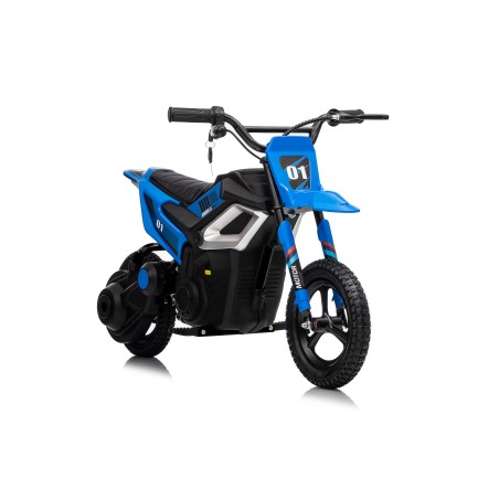 Moto Elettrica per Bambini 24V Motore 350W Ruote Gonfiabili Freno a Disco Sedile in Pelle fino a 22 km/h portata 63KG Blue