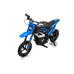 Moto Elettrica per Bambini 24V Motore 350W Ruote Gonfiabili Freno a Disco Sedile in Pelle fino a 22 km/h portata 63KG Blue