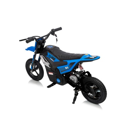 Moto Elettrica per Bambini 24V Motore 350W Ruote Gonfiabili Freno a Disco Sedile in Pelle fino a 22 km/h portata 63KG Blue