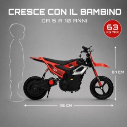 Moto Elettrica per Bambini 24V Motore 350W Ruote Gonfiabili Freno a Disco Sedile in Pelle fino a 22 km/h portata 63KG Rossa