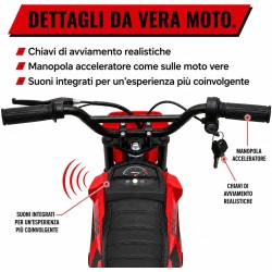Moto Elettrica per Bambini 24V Motore 350W Ruote Gonfiabili Freno a Disco Sedile in Pelle fino a 22 km/h portata 63KG Rossa