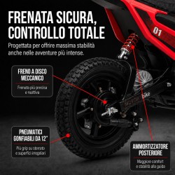 Moto Elettrica per Bambini 24V Motore 350W Ruote Gonfiabili Freno a Disco Sedile in Pelle fino a 22 km/h portata 63KG Rossa
