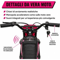 Moto Elettrica per Bambini 24V Motore 350W Ruote Gonfiabili Freno a Disco Sedile in Pelle fino a 22 km/h portata 63KG