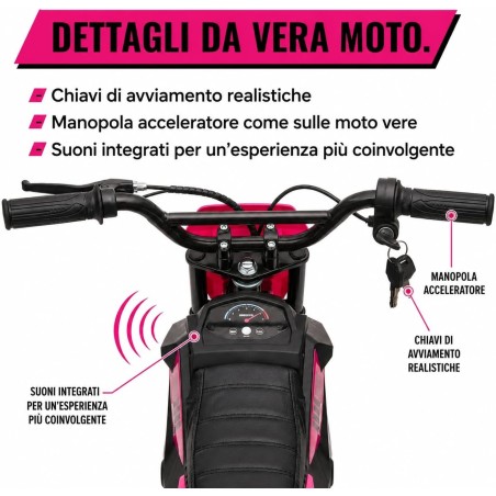 Moto Elettrica per Bambini 24V Motore 350W Ruote Gonfiabili Freno a Disco Sedile in Pelle fino a 22 km/h portata 63KG