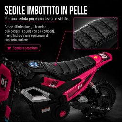 Moto Elettrica per Bambini 24V Motore 350W Ruote Gonfiabili Freno a Disco Sedile in Pelle fino a 22 km/h portata 63KG