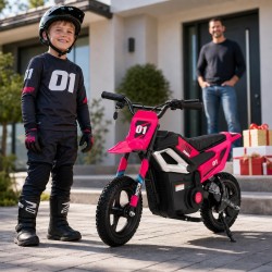 Moto Elettrica per Bambini 24V Motore 350W Ruote Gonfiabili Freno a Disco Sedile in Pelle fino a 22 km/h portata 63KG