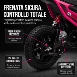 Moto Elettrica per Bambini 24V Motore 350W Ruote Gonfiabili Freno a Disco Sedile in Pelle fino a 22 km/h portata 63KG