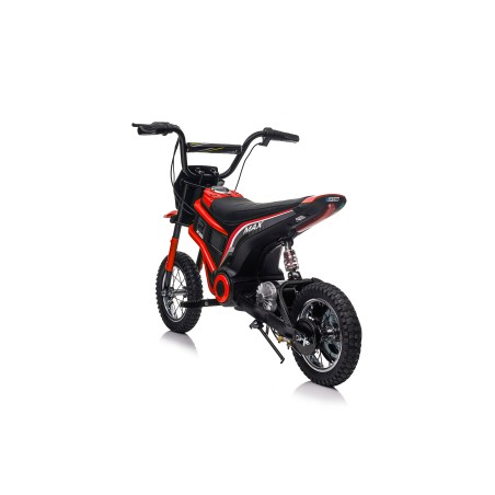 Moto Elettrica per Bambini 24V Raptor X Da 350W Ruote Gonfiabili Freno a Disco Sedile Pelle fino 23-25KM/H portata 63KG Red