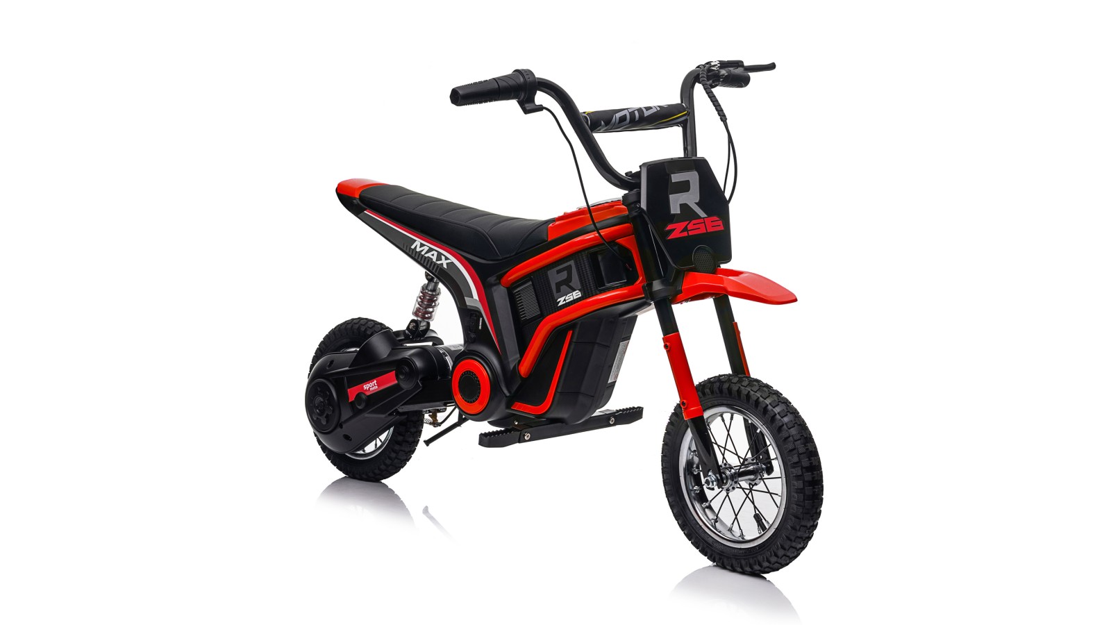 Moto Elettrica per Bambini 24V Raptor X Da 350W Ruote Gonfiabili Freno a Disco Sedile Pelle fino 23-25KM/H portata 63KG Red