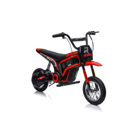 Moto Elettrica per Bambini 24V Raptor X Da 350W Ruote Gonfiabili Freno a Disco Sedile Pelle fino 23-25KM/H portata 63KG Red
