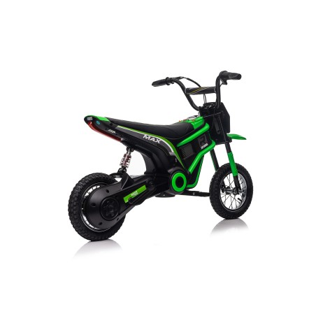 Moto Elettrica per Bambini 24V Raptor X Da 350W Ruote Gonfiabili Freno a Disco Sedile Pelle fino 23-25KM/H portata 63KG Verde