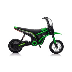 Moto Elettrica per Bambini 24V Raptor X Da 350W Ruote Gonfiabili Freno a Disco Sedile Pelle fino 23-25KM/H portata 63KG Verde