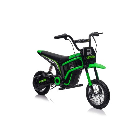 Moto Elettrica per Bambini 24V Raptor X Da 350W Ruote Gonfiabili Freno a Disco Sedile Pelle fino 23-25KM/H portata 63KG Verde