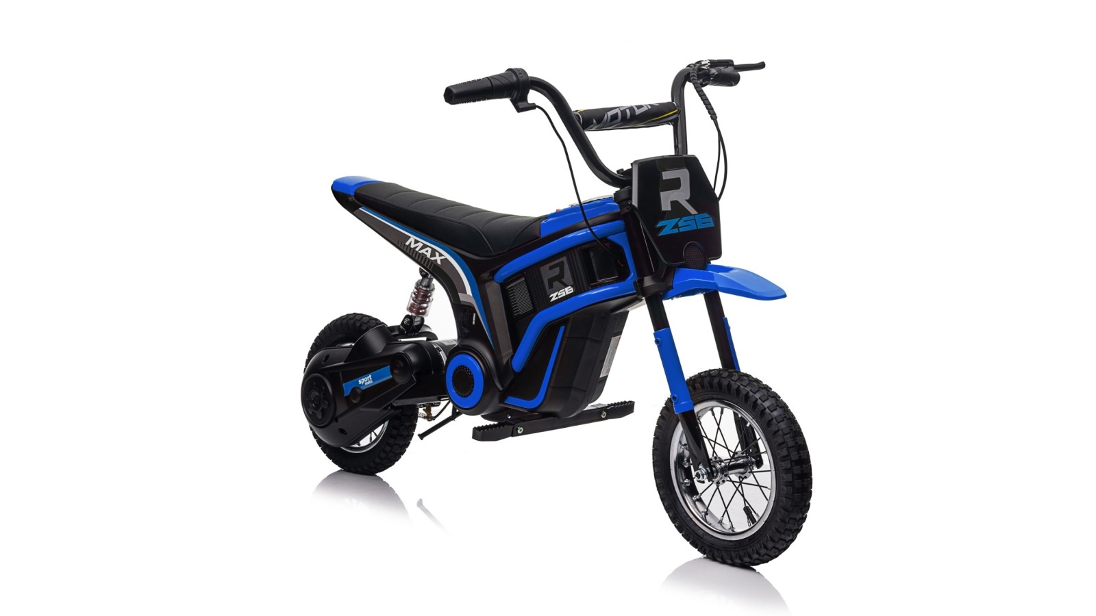 Moto Elettrica per Bambini 24V Raptor X Da 350W Ruote Gonfiabili Freno a Disco Sedile Pelle fino 23-25KM/H portata 63KG Blue