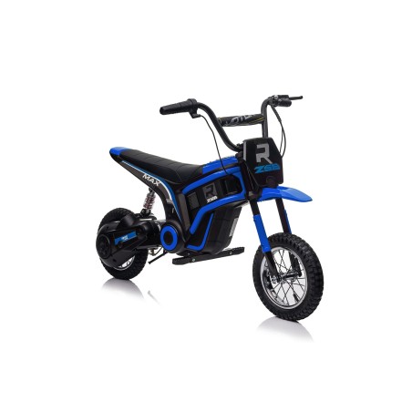 Moto Elettrica per Bambini 24V Raptor X Da 350W Ruote Gonfiabili Freno a Disco Sedile Pelle fino 23-25KM/H portata 63KG Blue