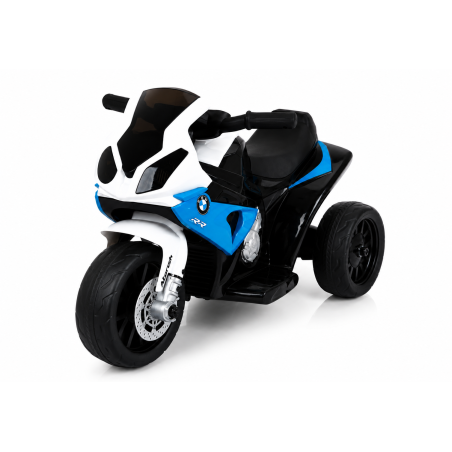 Moto Elettrica per Bambini 18-36 Mesi 6V BMW  S1000RR Sedile Pelle Suoni e Luci portata 20KG Blue