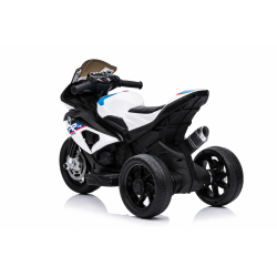 Moto Elettrica per Bambini 18-60 Mesi 12V BMW HP4 Sedile Pelle Musica USB Luci