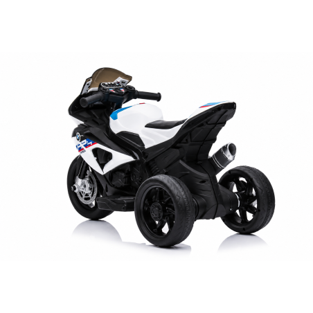 Moto Elettrica per Bambini 18-60 Mesi 12V BMW HP4 Sedile Pelle Musica USB Luci