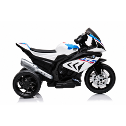 Moto Elettrica per Bambini 18-60 Mesi 12V BMW HP4 Sedile Pelle Musica USB Luci