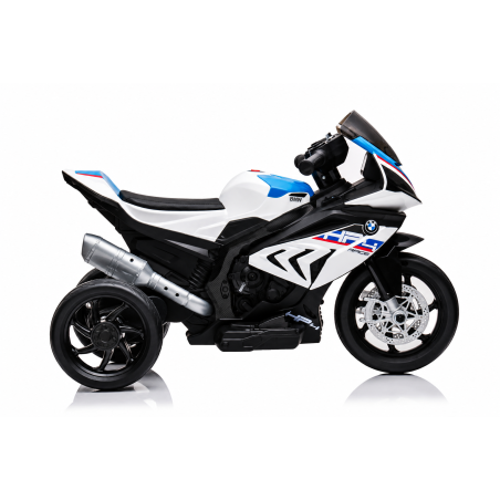 Moto Elettrica per Bambini 18-60 Mesi 12V BMW HP4 Sedile Pelle Musica USB Luci
